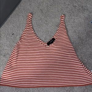 FOREVER 21 ORANGE AND WHITE STRIPED TANK TOP